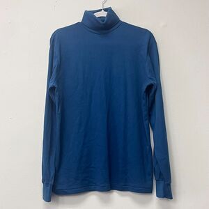 Bert Pulitzer Men 100% cotton Turtle Neck Long Sleeve Shirt Blue Made USA size M